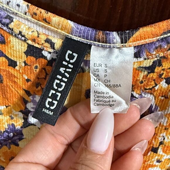 H&M Floral Midi Dress - Orange and Purple - Picture 3 of 4